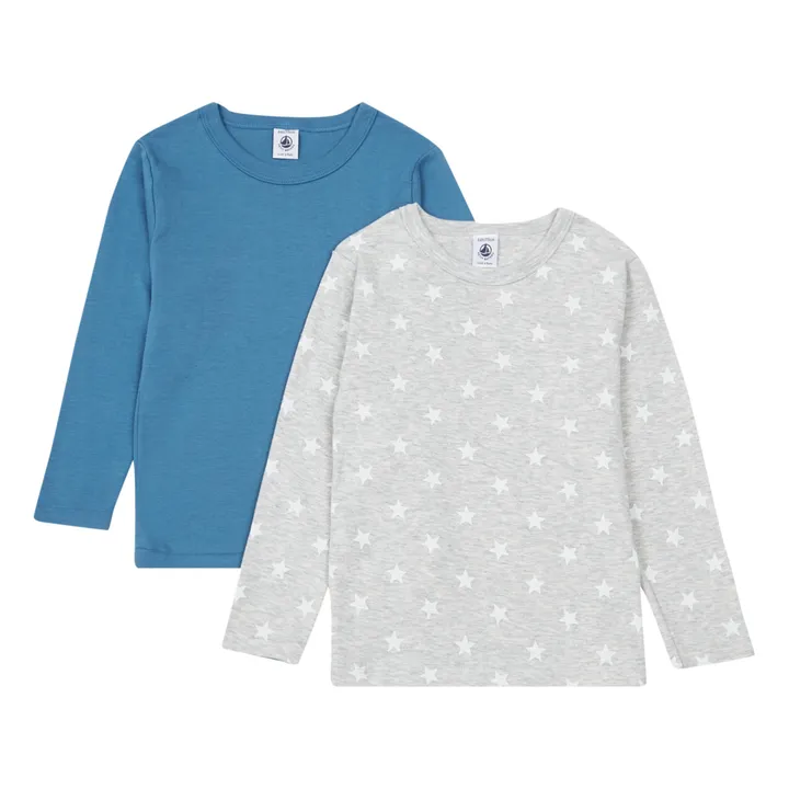 Lote de 2 camisetas de algodón orgánico Chauds | Azul- Imagen del producto n°0