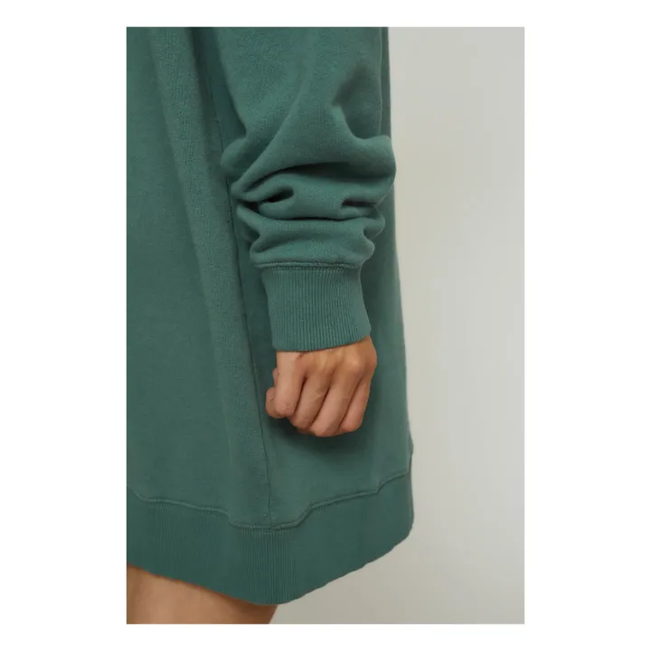 Vestido de muletón Ebrahim de algodón orgánico | Azul verde- Imagen del producto n°5