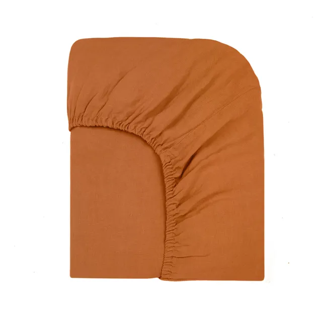 Washed Linen Fitted Sheet | Caramel