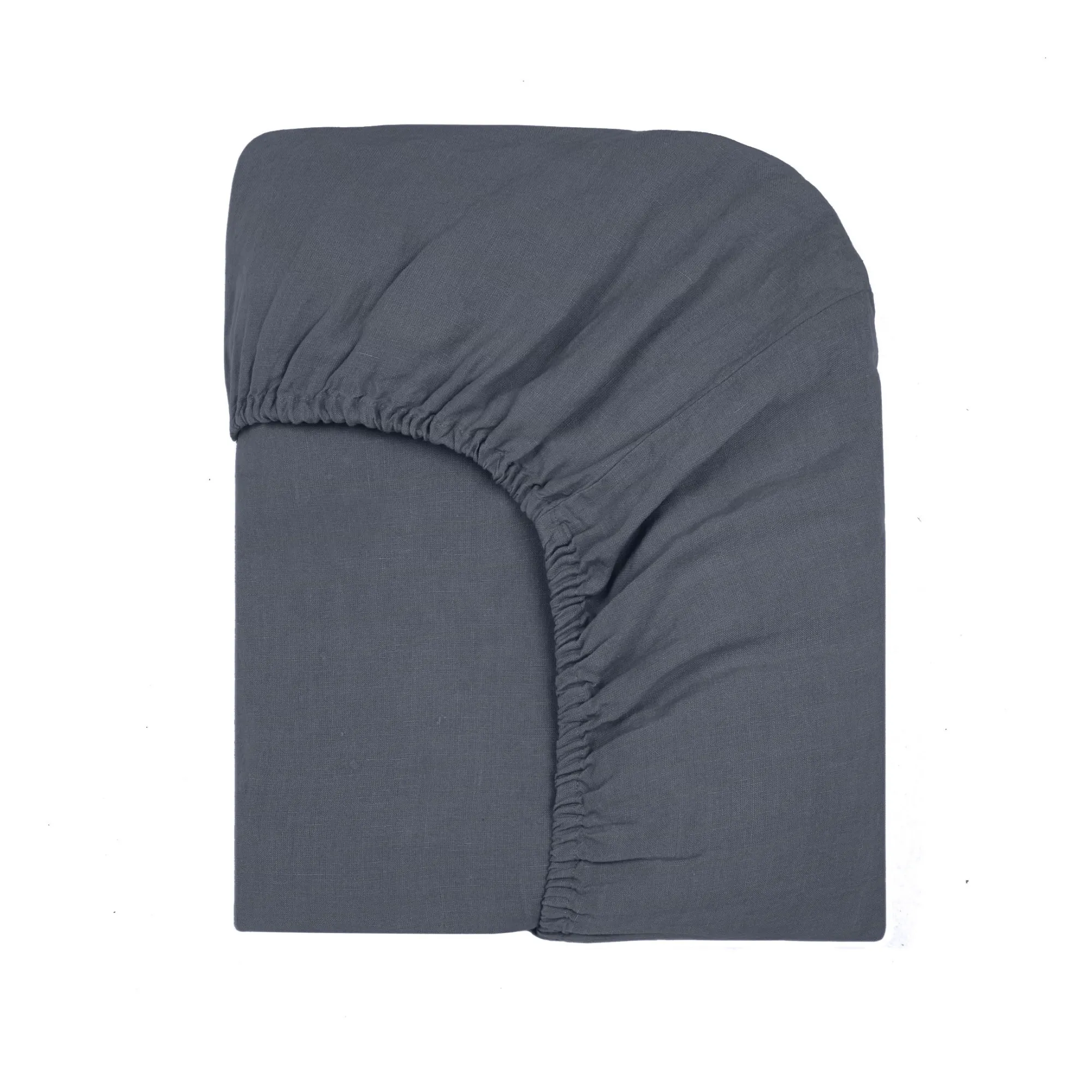 Communauté De Biens Storm Blue Washed Linen Fitted Sheet