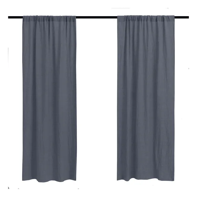 Vorhang zum Überziehen oder Festklemmen Vorgewaschene Leinen- 140x280 | Blau Strum
