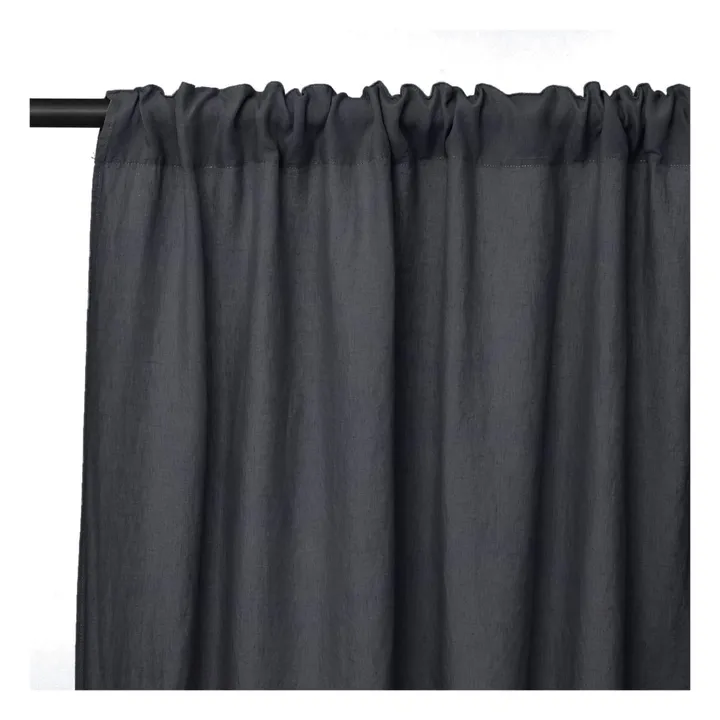 Cortina con pinza o deslizante de lino lavado - 140x280 | Negro- Imagen del producto n°0