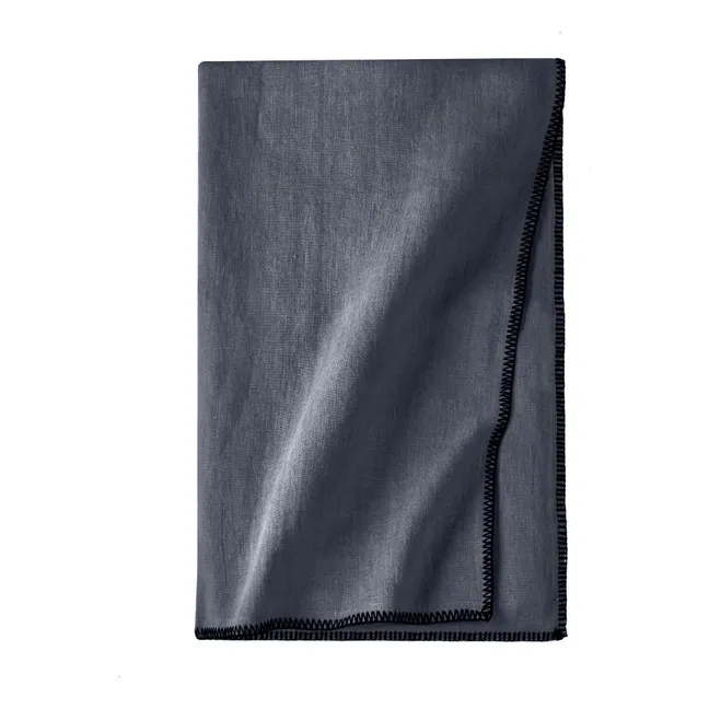 Mantel de lino lavado-sobrehilado | Azul Tormanta