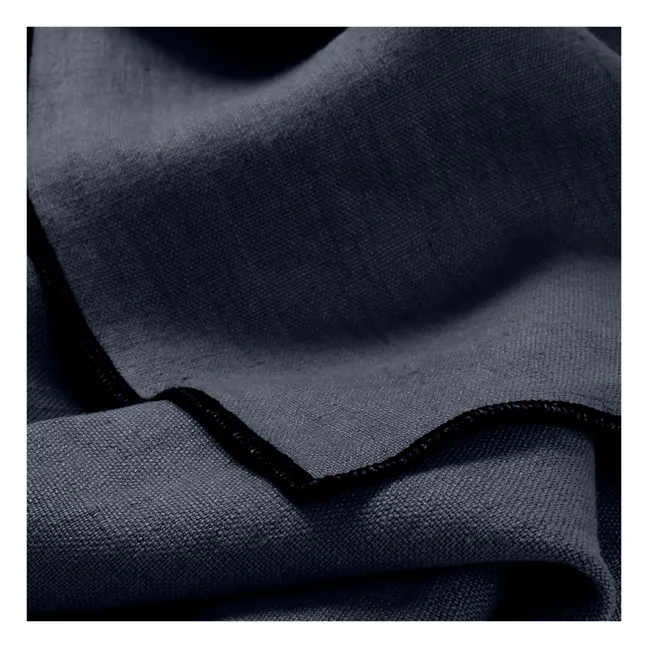 Overlocked Hem Washed Linen Napkins - Set of 4 | Storm Blue