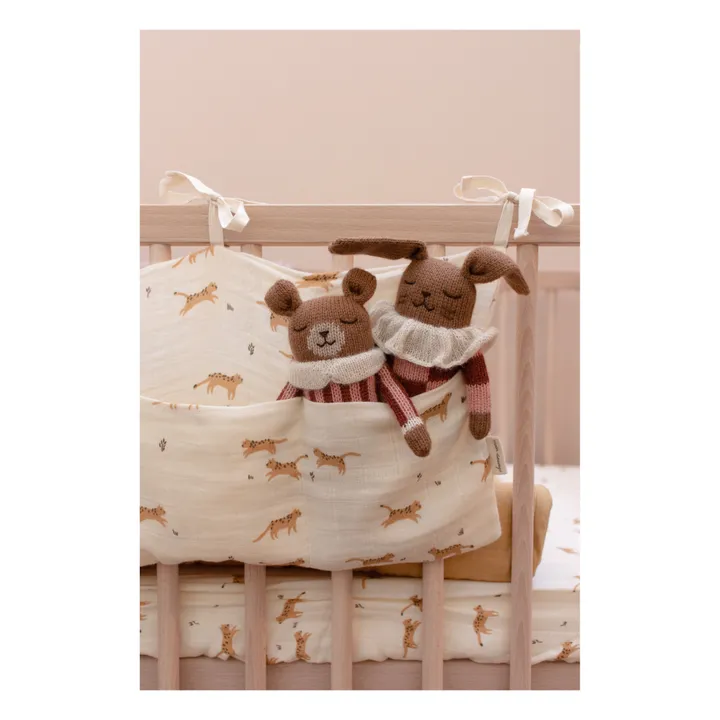 Doudou Orso con tutina a righe | Terracotta- Immagine del prodotto n°1