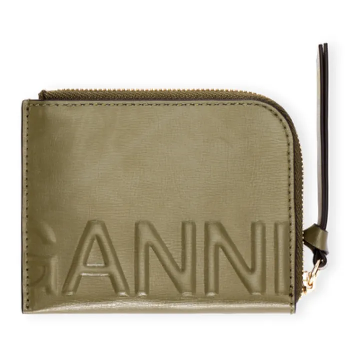 Mini Recycled Leather Wallet | Khaki- Product image n°0