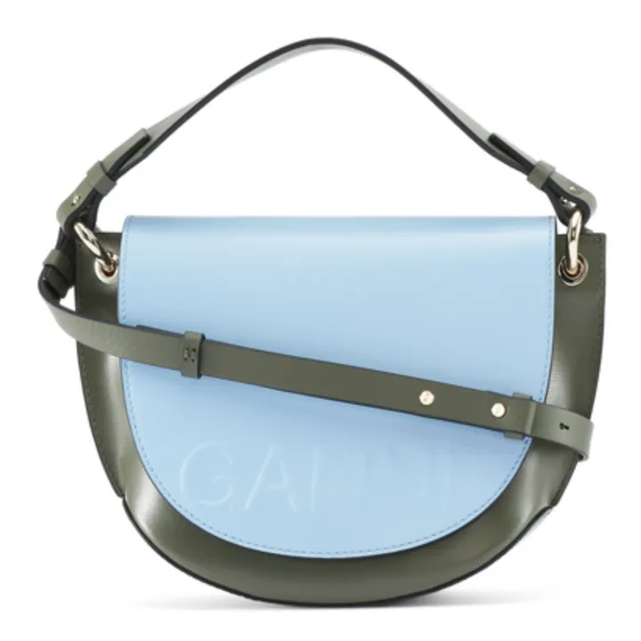 Recycled Leather Shoulder Bag | Light blue- Product image n°0