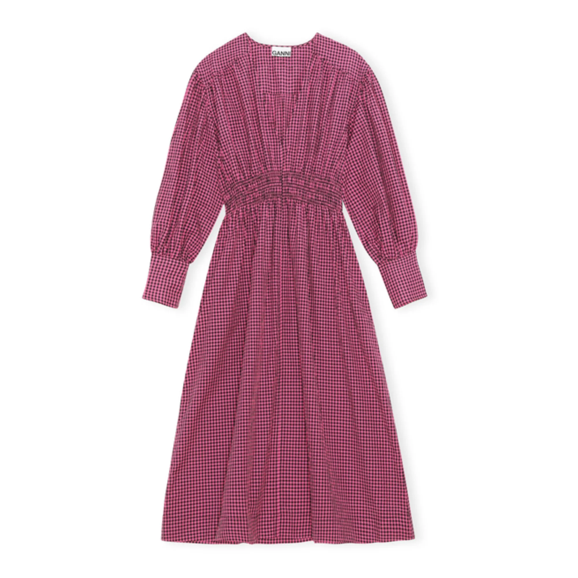 Ganni Kleid Kariert Bio-Baumwolle Rosa Smallable