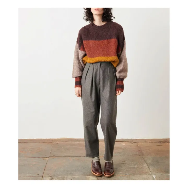 Pantaloni Giulian a Pinces Flanella di lana e seta | Grigio- Immagine del prodotto n°1