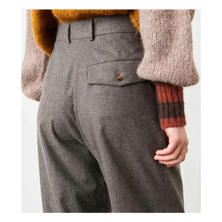 Pantaloni Giulian a Pinces Flanella di lana e seta | Grigio- Immagine del prodotto n°3