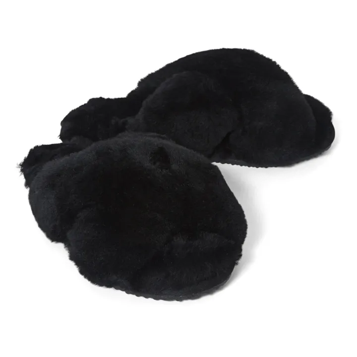Pantuflas con forro de tiras cruzadas | Negro- Imagen del producto n°1