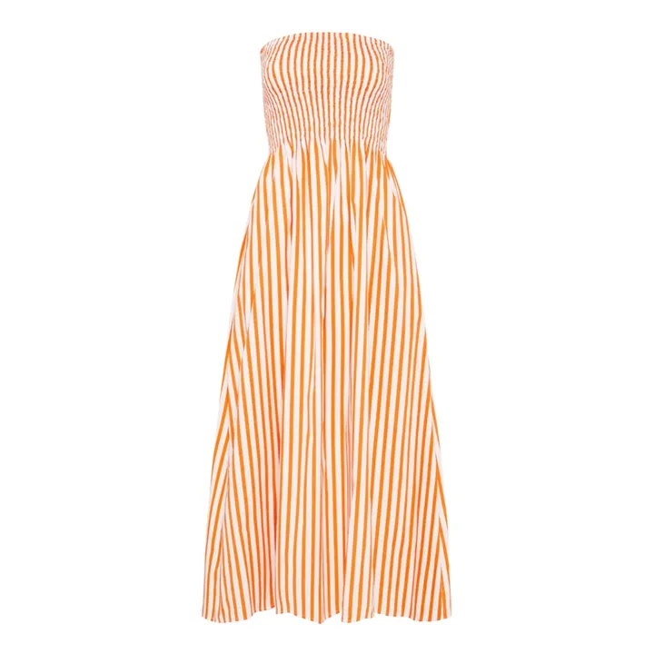 Vestito Madella, a righe, in popeline cotone biologico | Arancione- Immagine del prodotto n°0