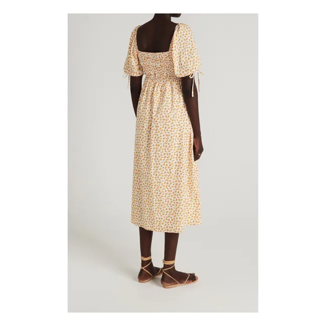 Rory Floral Print Poplin and Organic Cotton Dress | Ecru