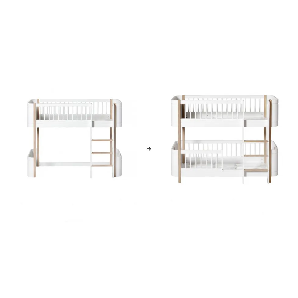 Oliver Furniture White Mini+ Conversion Kit, Low Loft To Low Bunk Bed