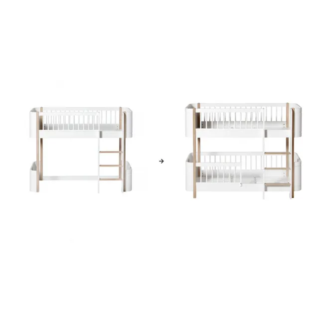 Mini+ Conversion Kit, Low Loft to Low Bunk Bed | White