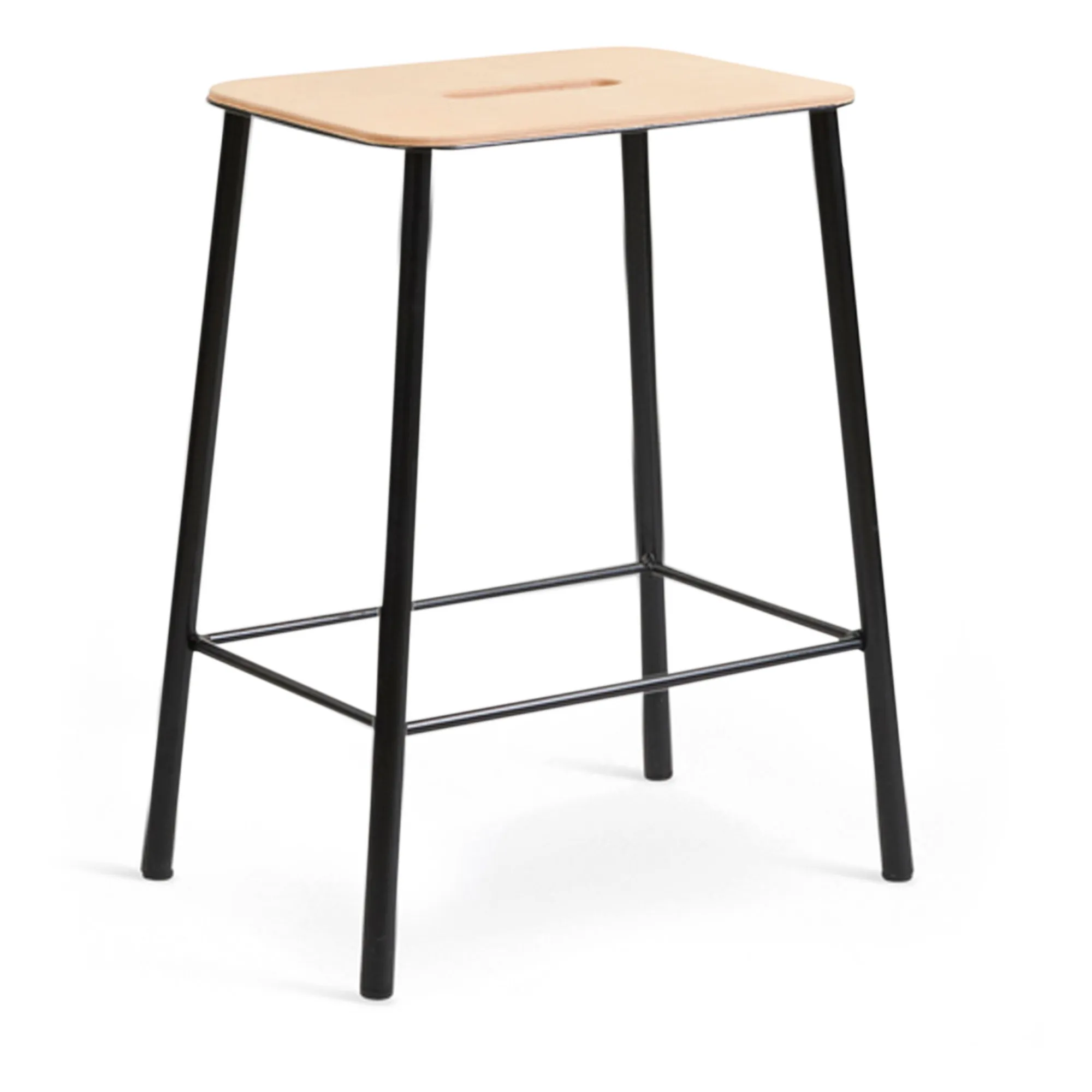 Frama Black Adam Stool With Leather Seat