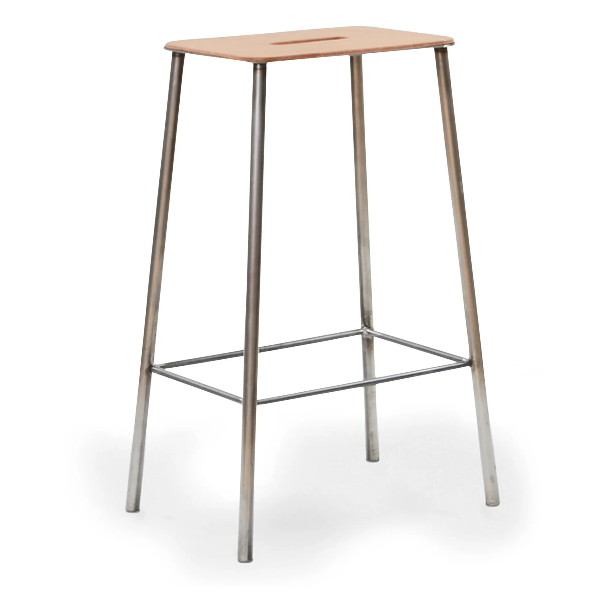 Frama Silver Adam Stool, Leather Seat