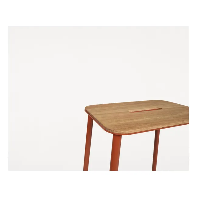 Adam Nyboder Stool, Wooden Seat | Brick red