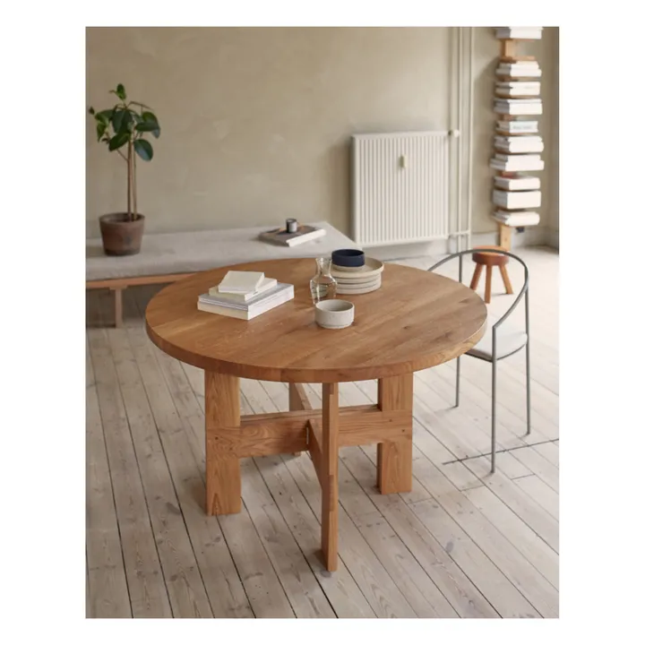 Farmhouse Round Wooden Table | Oak- Product image n°1