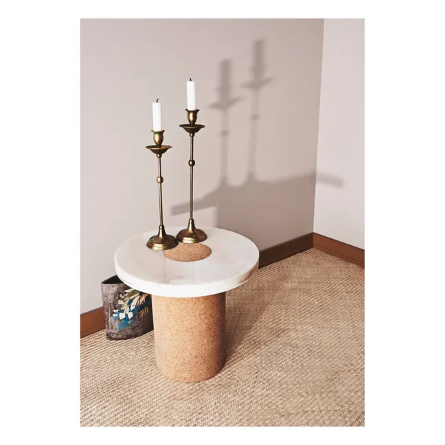 Sintra Side Table, Cork Base | Marble White