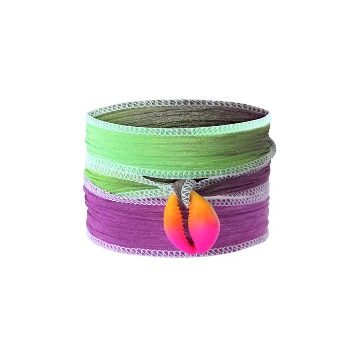Pulsera conchas y cinta de seda | Violeta- Imagen del producto n°0