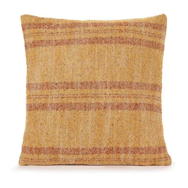 Coussin à rayures en lin | Ocre