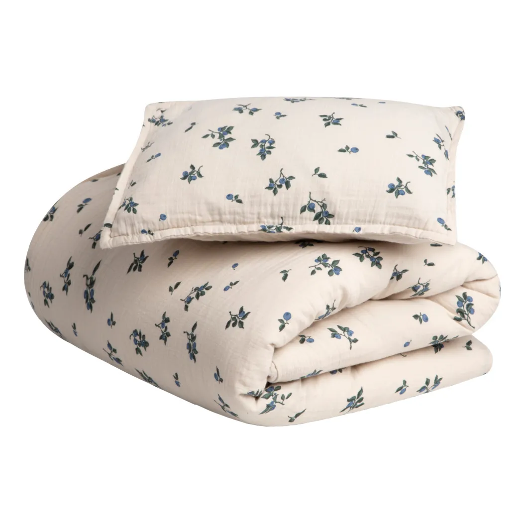 Garbo&Friends Ivory Blueberry Cotton Muslin Bedding Set