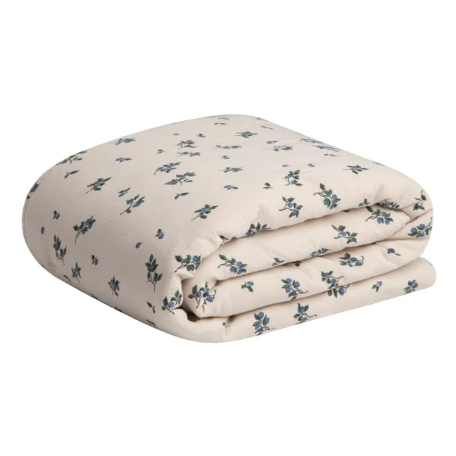 Couverture Blueberry en mousseline de coton | Ivoire