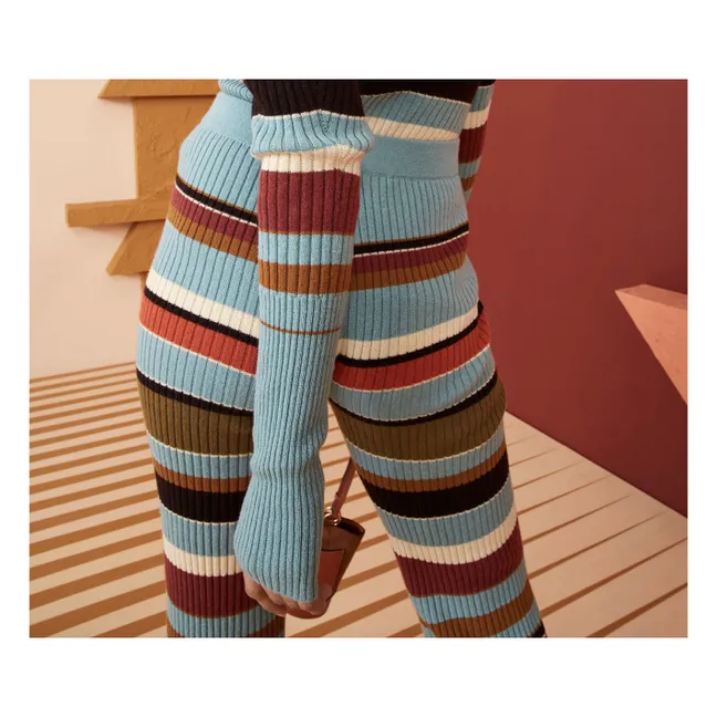 Leggings de canalé a rayas Rochelle | Azul Claro