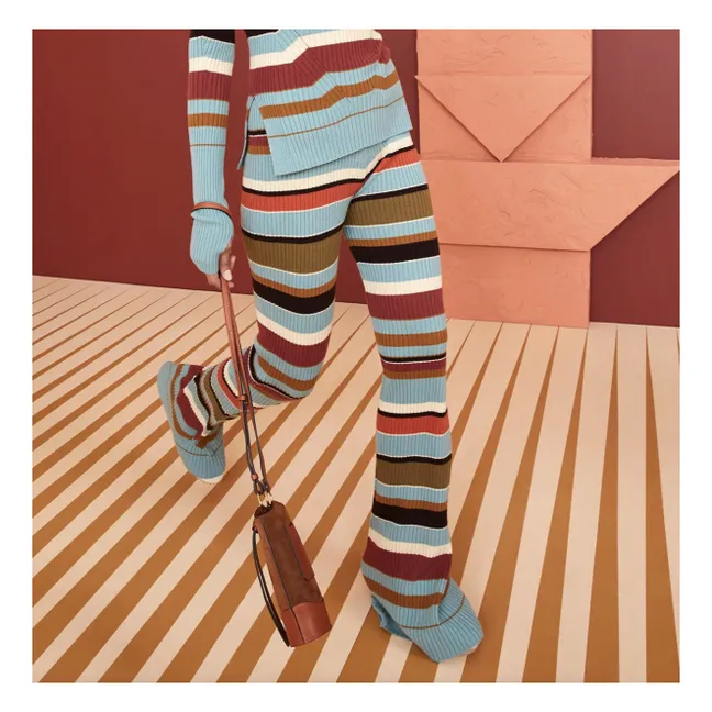 Leggings de canalé a rayas Rochelle | Azul Claro