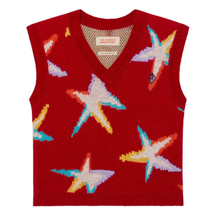 Ärmelloser Pullover aus Merino Stars Bat - Weihnachtskollektion  | Rot- Produktbild Nr. 0