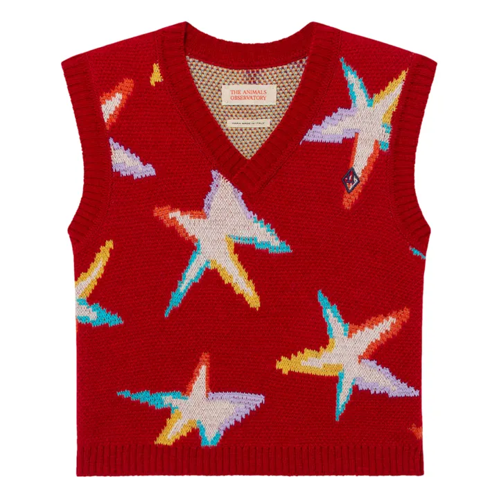 Jersey sin mangas merino Estrellas Bat - Colección Navidad  | Rojo- Imagen del producto n°0