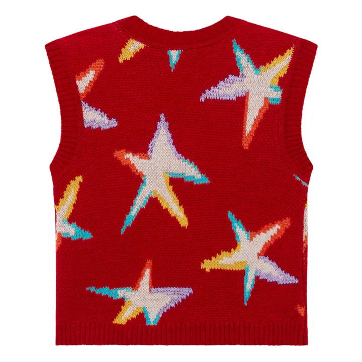 Ärmelloser Pullover aus Merino Stars Bat - Weihnachtskollektion  | Rot- Produktbild Nr. 1