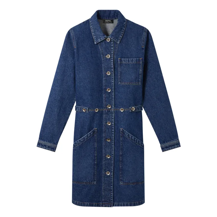 Spring Recycled Cotton Denim Dress | Blue- Product image n°0