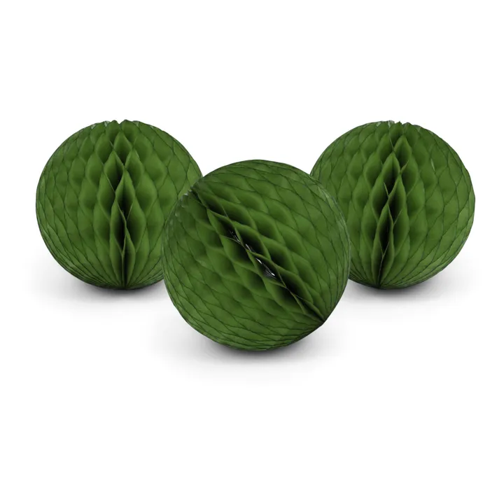 Bola decorativa de papel FSC - Set de 3 | Verde Kaki- Imagen del producto n°0