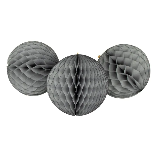 Bola decorativa de papel FSC - Juego de 3 | Gris