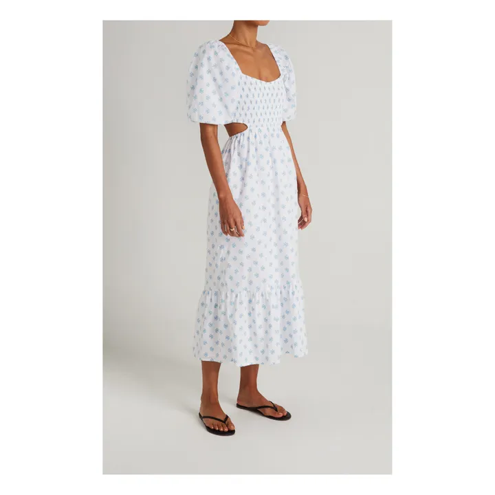 Bedrucktes Kleid Amaryllis Floral Bio- Popeline Baumwolle | Blau- Produktbild Nr. 2