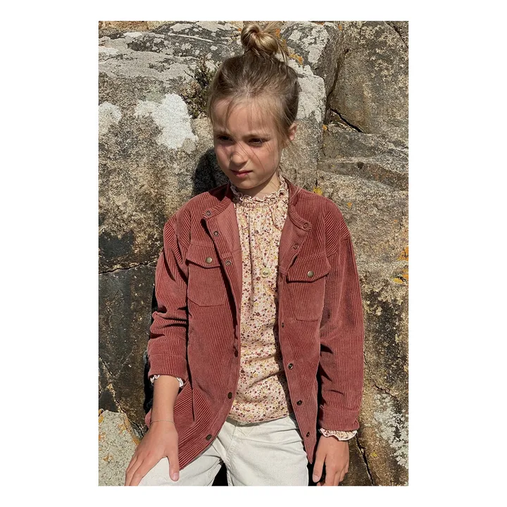 Camicia in velluto, modello: Sacha | Rosso mattone- Immagine del prodotto n°1