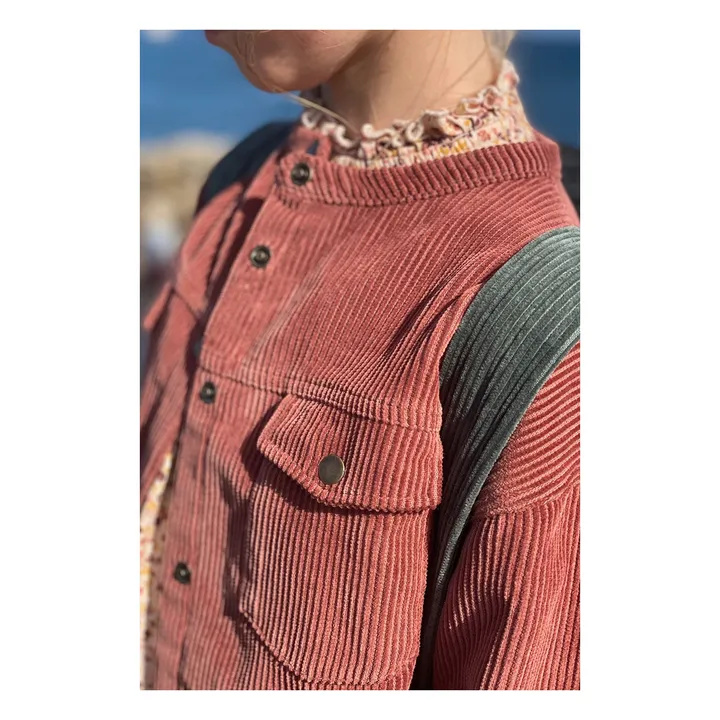 Camicia in velluto, modello: Sacha | Rosso mattone- Immagine del prodotto n°2