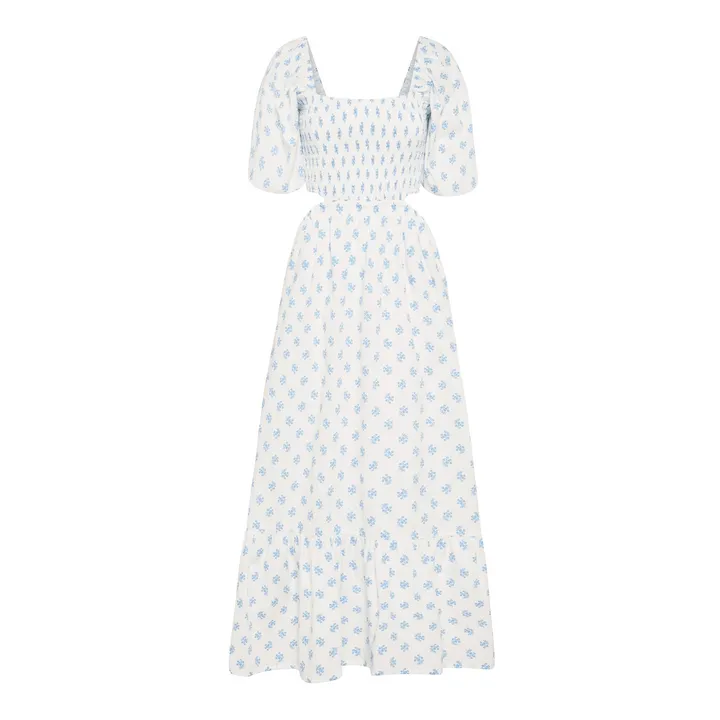 Bedrucktes Kleid Amaryllis Floral Bio- Popeline Baumwolle | Blau- Produktbild Nr. 0