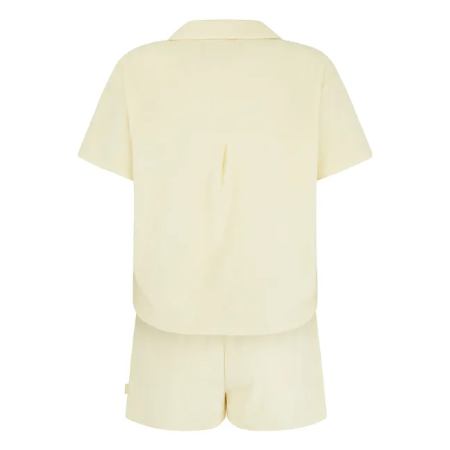 Terry Cloth Shirt Top & Bottom Set | Pale yellow