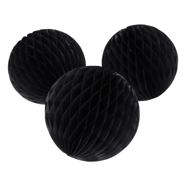 Bola decorativa de papel FSC - Juego de 3 | Negro