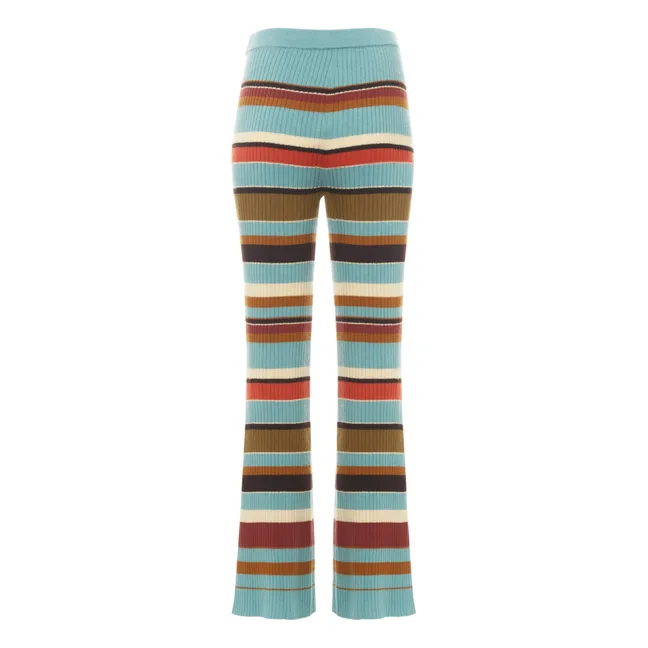 Leggings de canalé a rayas Rochelle | Azul Claro