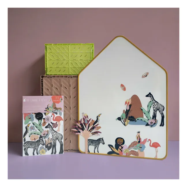 Coffret Ardoise Little Cabane et ses magnets Animaux d’Afrique Safari - Ma Cabane à Rêves x Smallable
