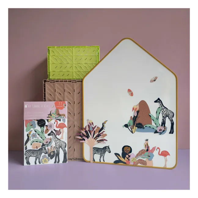 Little Cabane Whiteboard & La Fabrikasafari Magnet Set - Ma Cabane à Rêves x Smallable