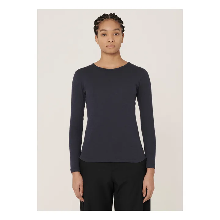 Charlotte Long-sleeved T-shirt | Navy blue- Product image n°1