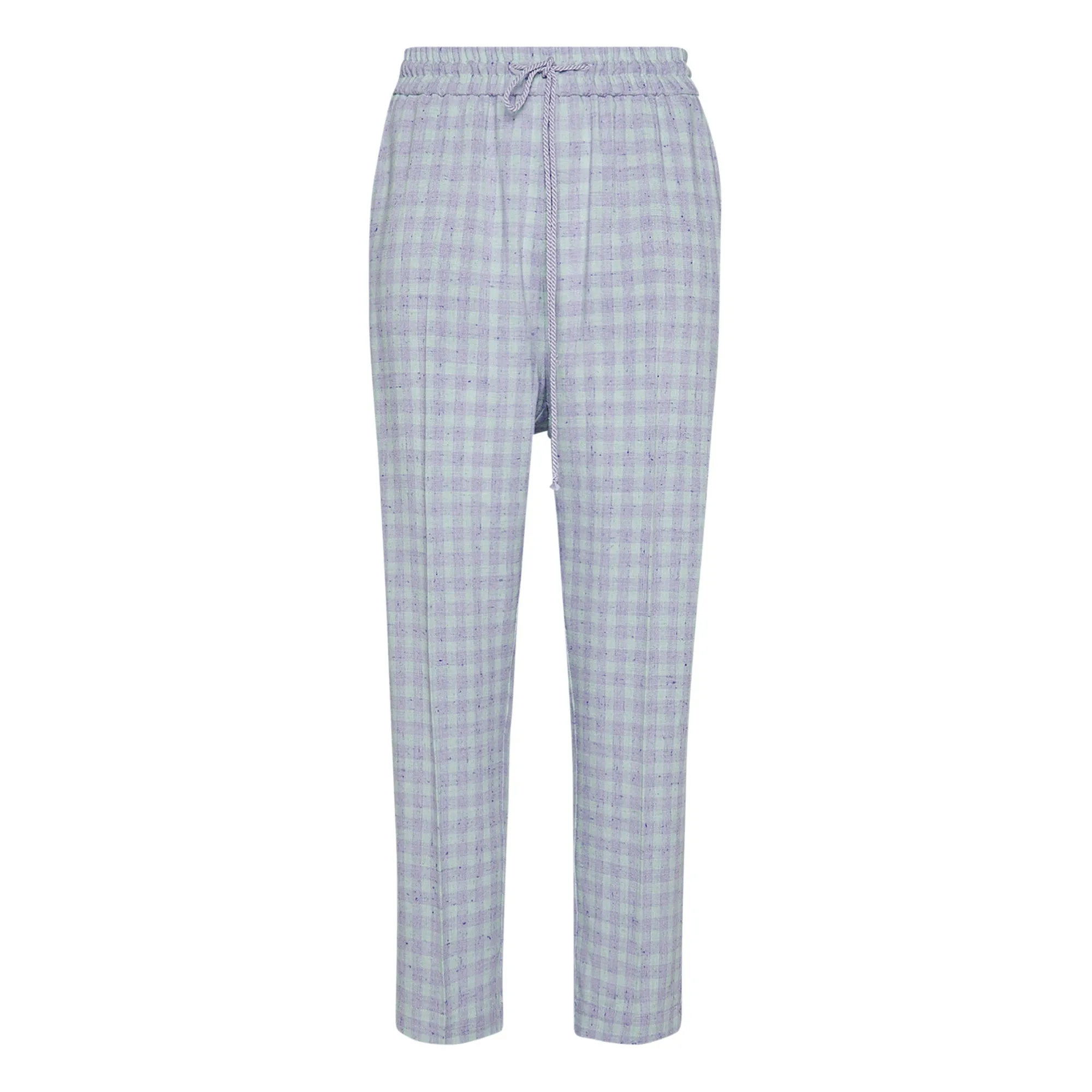 Forte Forte Mauve Gingham Tweed Elastic Waist Trousers