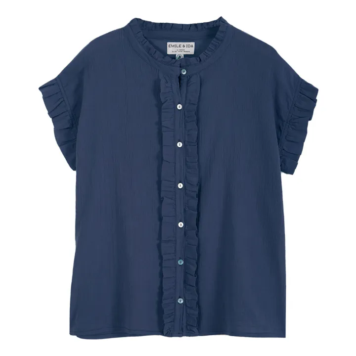 Emile et Ida Blouse Crépon Collection Femme Bleu marine