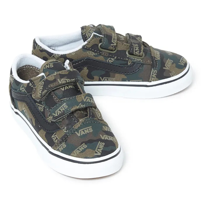 Old Skool Camouflage Print Velcro Sneakers | Khaki- Product image n°1