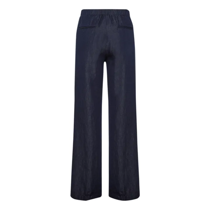 Pantaloni dritti, in lino e cotone | Blu  indaco- Immagine del prodotto n°3